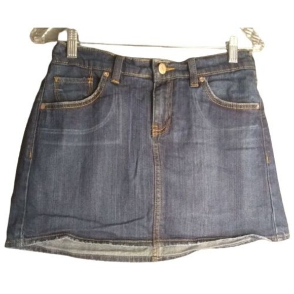 Old Navy Distressed Denim Mini Skirt Womens Size 8 Y2K Medium Wash - Picture 1 of 7